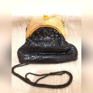 Vintage Metallic Black Chainmaille Mini Crossbody